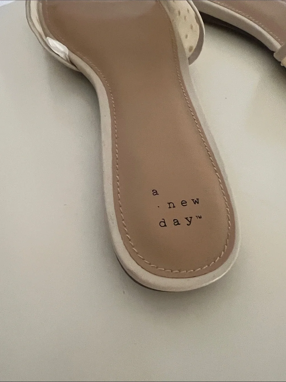 a new day Cream Slide Sandals with Pearl Beading